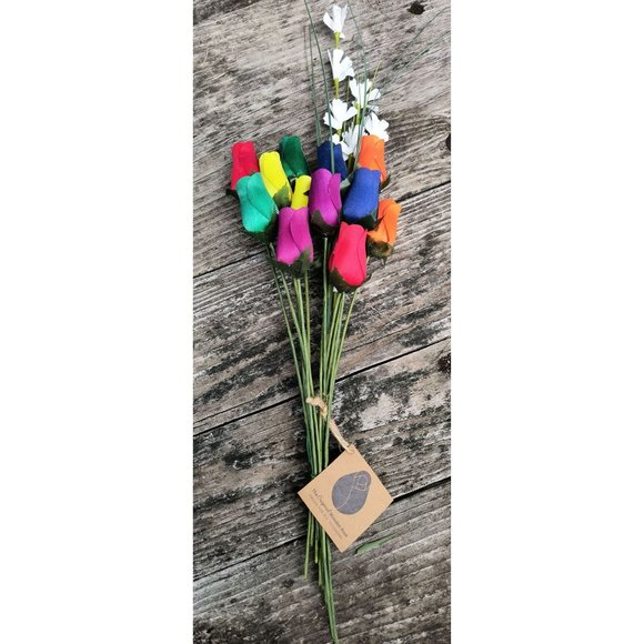 1 Doz Autism Aware Rainbow Wooden Roses Flower Bouquet. The Original Wooden Rose - Picture 6 of 8
